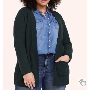 Torrid dark green rib knit open front cardigan